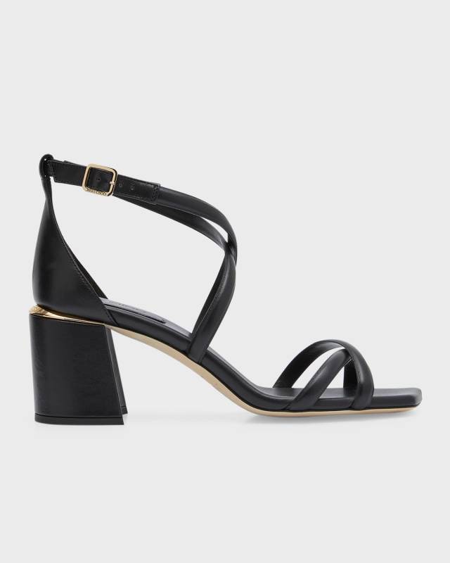 Rheea Leather Crisscross Block-Heel Sandals